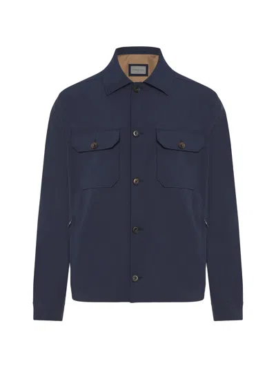 Corneliani Buttoned Flap-pocket Jacket In Blue
