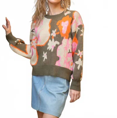 Voy Reason To Breathe Sweater In Multi Floral In Multi
