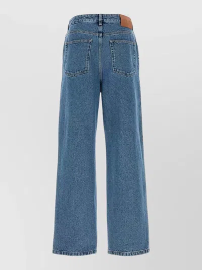 Loewe Denim Trousers Belt Loops Embroidered Back Pockets In Blue
