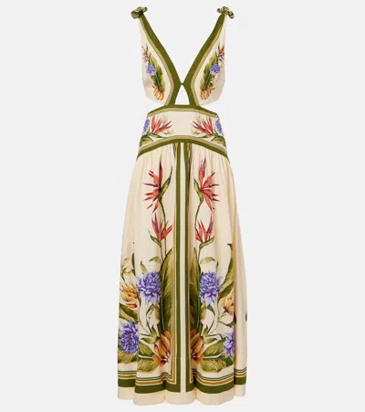 Farm Rio Sand Tropical Scarf Lenzing Ecovero Euroflax Maxi Dress In Multi