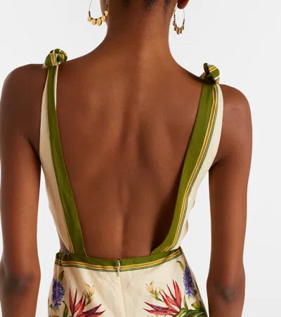 Farm Rio Sand Tropical Scarf Lenzing Ecovero Euroflax Maxi Dress In Multi