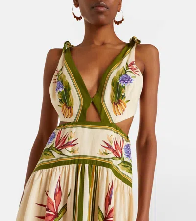 Farm Rio Sand Tropical Scarf Lenzing Ecovero Euroflax Maxi Dress In Multi