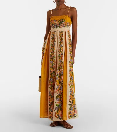 Farm Rio Sand Hilo Stripes Maxi Dresses Yellow In Multi