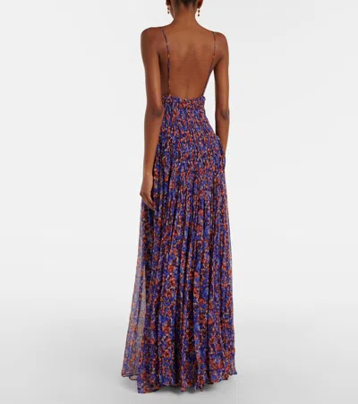 Ulla Johnson Atrani Floral Silk Chiffon Maxi Dress In Purple