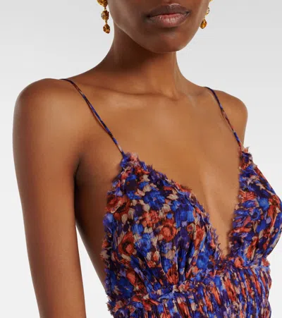 Ulla Johnson Atrani Floral Silk Chiffon Maxi Dress In Purple