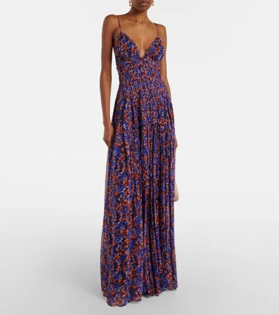 Ulla Johnson Atrani Floral Silk Chiffon Maxi Dress In Purple