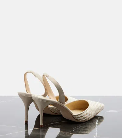 Manolo Blahnik Carolyne Woven Raffia Slingback Pump In Neutral