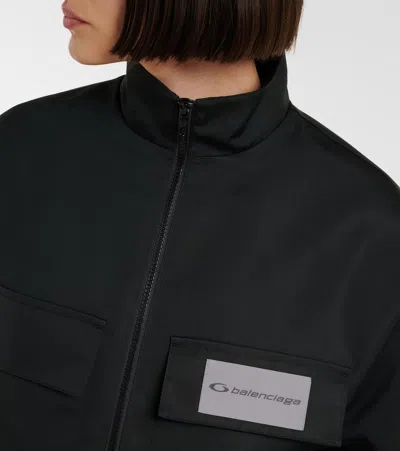 Balenciaga Cropped Technical Faille Track Jacket In Black