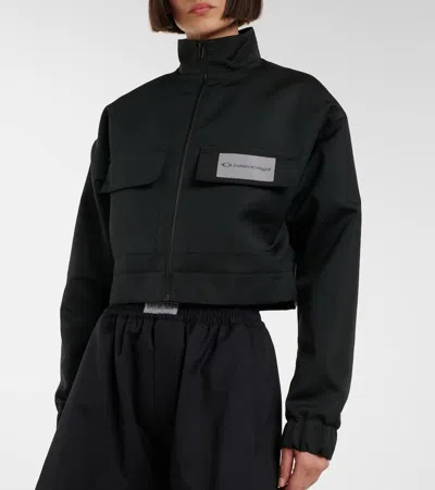 Balenciaga Cropped Technical Faille Track Jacket In Black
