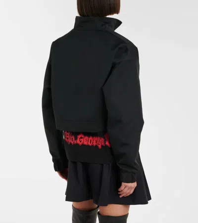 Balenciaga Cropped Technical Faille Track Jacket In Black