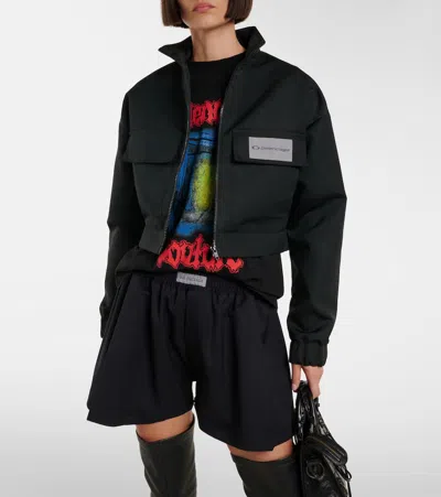 Balenciaga Cropped Technical Faille Track Jacket In Black