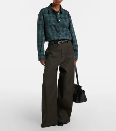 Rohe Checked Oversized Wool-blend Shirt In Green