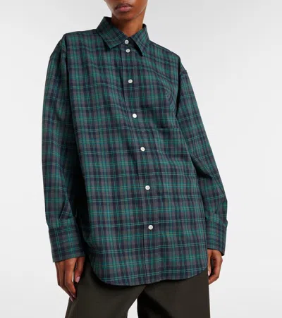 Rohe Checked Oversized Wool-blend Shirt In Green