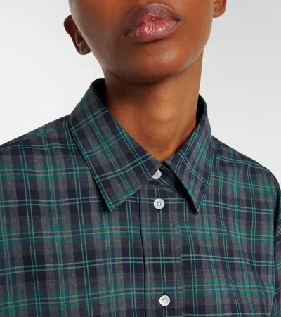 Rohe Checked Oversized Wool-blend Shirt In Green