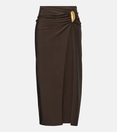 Simkhai Eiana Stretch Satin-jersey Coverup In Brown