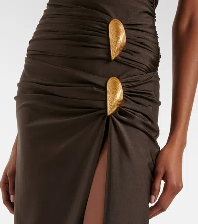 Simkhai Eiana Stretch Satin-jersey Coverup In Brown