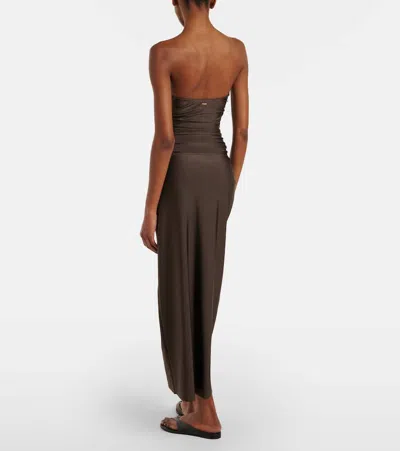 Simkhai Eiana Stretch Satin-jersey Coverup In Brown