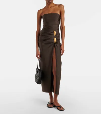 Simkhai Eiana Stretch Satin-jersey Coverup In Brown