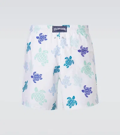 Vilebrequin Men Swim Shorts Tortues Multicolores In White