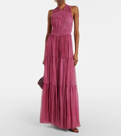 Ulla Johnson Freesia Sleeveless Silk Chiffon Gown In Pink