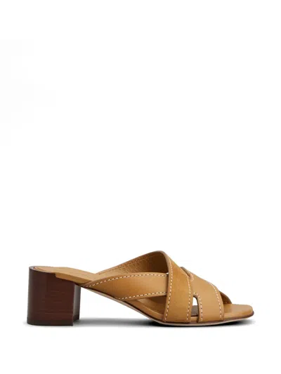 Tod's Suede And Leather Mules In Brown
