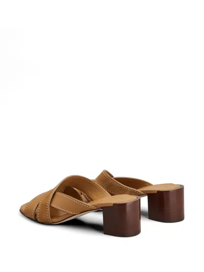 Tod's Suede And Leather Mules In Brown