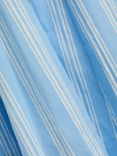 Staud Wells Paneled Striped Cotton-blend Poplin Midi Dress In Blue