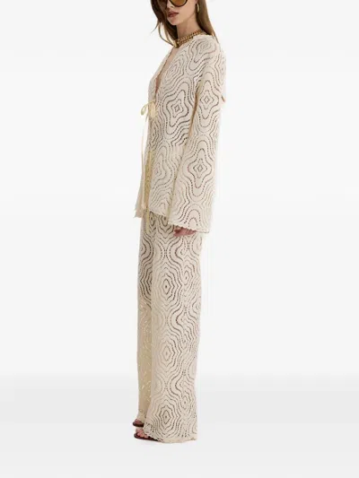 Moos Studio Drawstring Open-work Trousers Set In Neutral