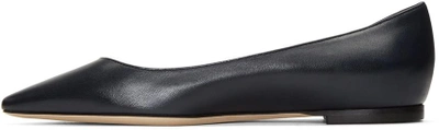 Shop Jimmy Choo Navy Leather Romy Ballerina Flats