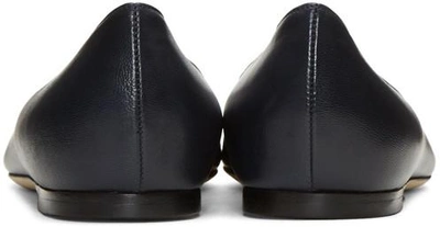 Shop Jimmy Choo Navy Leather Romy Ballerina Flats