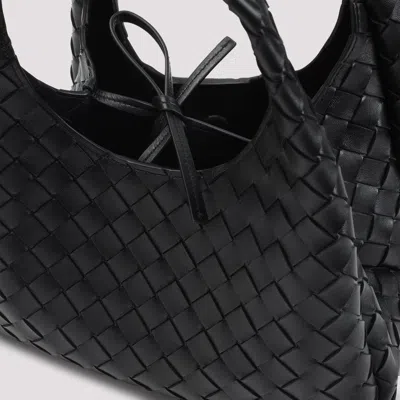 Bottega Veneta Small Leather Intrecciato Campana Shoulder Bag In Black