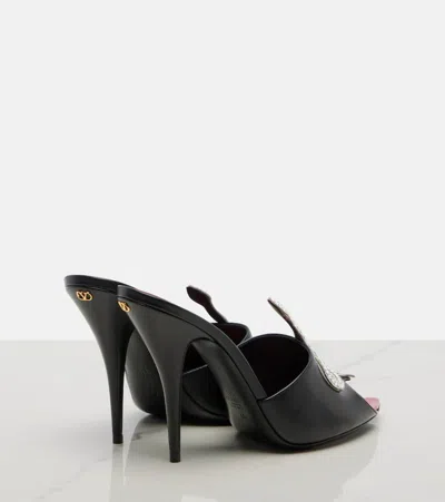 Valentino Garavani 105mm Strass Snake Leather Mule Pumps In Black