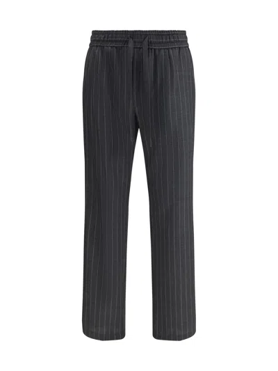 Dolce & Gabbana Stripe-pattern Drawstring Trousers In Black