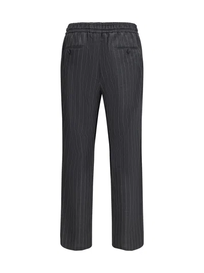 Dolce & Gabbana Stripe-pattern Drawstring Trousers In Black