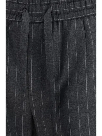 Dolce & Gabbana Stripe-pattern Drawstring Trousers In Black