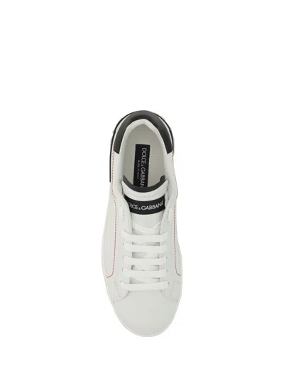 Dolce & Gabbana Calfskin Nappa Portofino Sneakers For Men In White