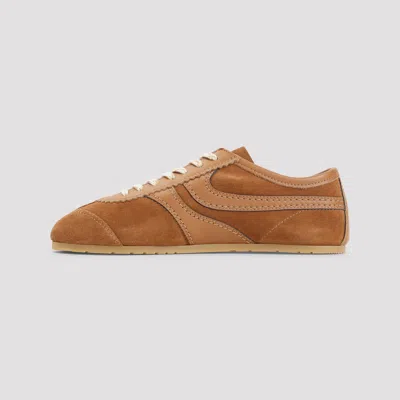 Dries Van Noten Women Beige Low-top Sneakers With Two-tone Lace-up In Suede Woman In Brown