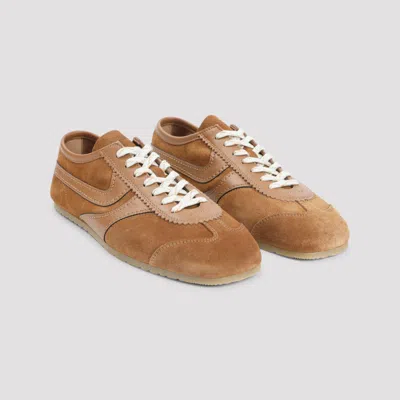 Dries Van Noten Women Beige Low-top Sneakers With Two-tone Lace-up In Suede Woman In Brown