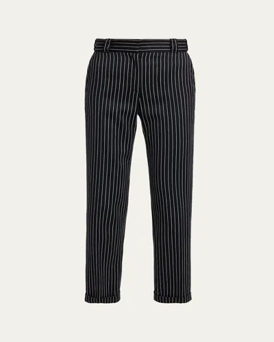 Tom Ford Women Navy Blue Wool Striped Trousers, 28 Luxury Pants For Women Darveys In Black