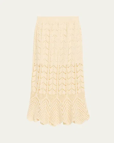 Zimmermann Awaken Lace Crochet Midi Skirt In Cream In White