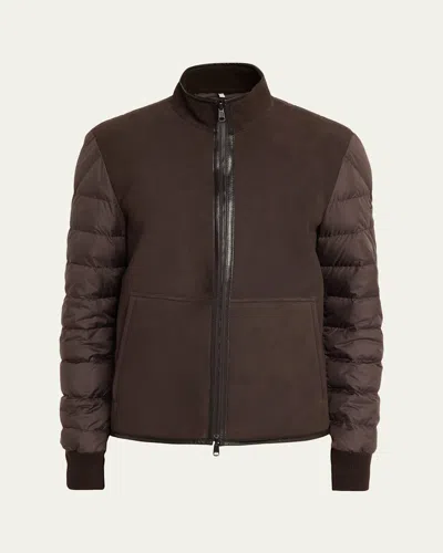 Moncler Reversible Shearling Down Jacket In Brown