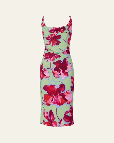 Diane Von Furstenberg Delaney Ruched Cowl-neck Midi Dress In Multi