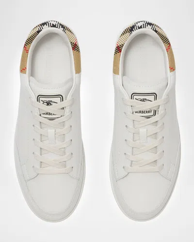 Burberry Low Top Sneakers Contrast Heel Detail Rubber Sole In Multi