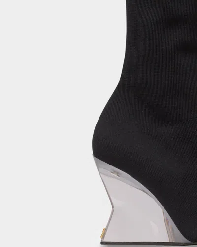 Balmain Knitted Wedge Over-the-knee Boots In Black