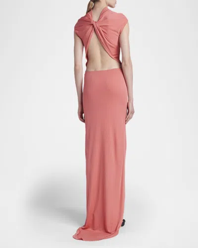 Tom Ford Open-back Asymmetric Knotted Crepe-jersey Maxi Dress In White