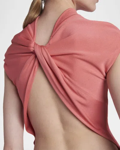 Tom Ford Open-back Asymmetric Knotted Crepe-jersey Maxi Dress In White