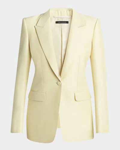 Tom Ford Wool Silk Single-breasted Jacket In Yellow