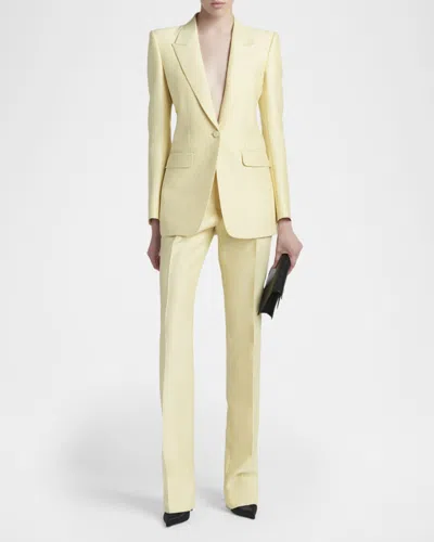 Tom Ford Wool Silk Single-breasted Jacket In Yellow