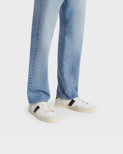 Tom Ford Panelled Suede And Grained Leather Sneakers In White