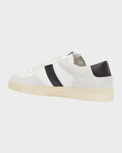 Tom Ford Panelled Suede And Grained Leather Sneakers In White